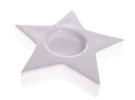 Svietnik na čajovú sviečku biela hviezda, 11,5 cm
