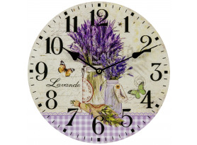 Nástenné hodiny Levanduľa s motýlikmi, 30 cm