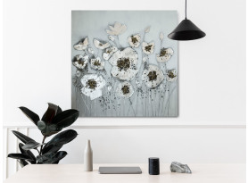Ručne maľovaný obraz Kvety 80x80 cm, 3D štruktúra