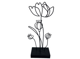 Dekorácia Kvetinová soška 29 cm, čierna