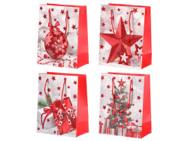 Vianočná darčeková taška (4 druhy) stredná veľkosť M, viacfarebná