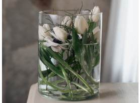 Sklenená váza 19x25 cm, priehľadná valcová