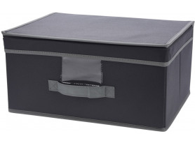 Úložný box s vekom 39x29 cm, tmavo šedá látka