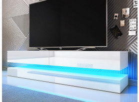 TV stolík s osvetlením Fly 140 cm, biely lesk