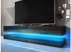 TV stolík s osvetlením Fly 140 cm, čierny lesk