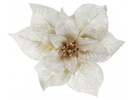Umelý kvet Vianočná hviezda na klipe, krémová, 20 cm