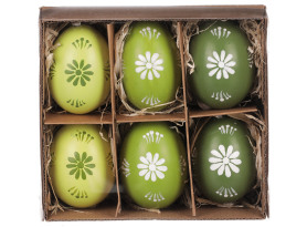 Veľkonočná dekorácia Maľované vajíčka, 6 ks, zelené
