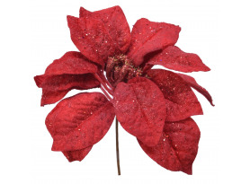 Umelý kvet Vianočná hviezda, trblietavá červená