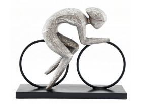 Dekoračná soška Cyklista, antická strieborná