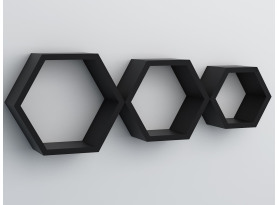 Sada 3 poličiek Hexagon, čierne