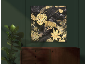 Obraz na plátne Čiernozlaté tropické listy, 80x80 cm