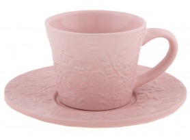 Šálka s tanierikom 180 ml, ružový kvetinový