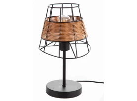 Stolová lampa Esra, tienidlo s ratanom