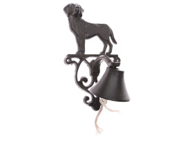 Dekoratívny zvonček Pes, hnedá liatina