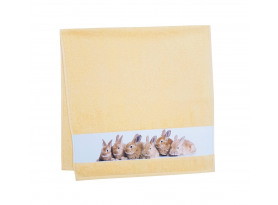 Detský uterák 50x100 cm, motív králiky, žltý