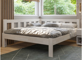 Rohová posteľ so zástenou vľavo Tema L 180x200 cm, bielený buk