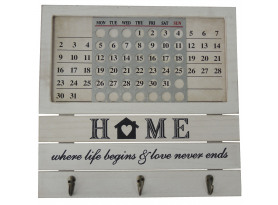 Nástenný vešiak s kalendárom Home, drevený