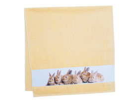 Detská osuška 75x150 cm, motív zajačiky, žltá
