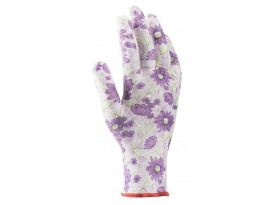 Pracovné rukavice (2 ks) Iris 07/S, biela s kvetinami, nitrilový nástrek
