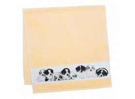 Detská osuška 75x150 cm, motiv šteňatá, žltá