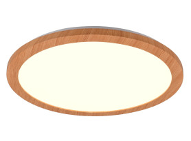 Stropné LED osvetlenie Camillus 40 cm, okrúhle, imitácia dreva