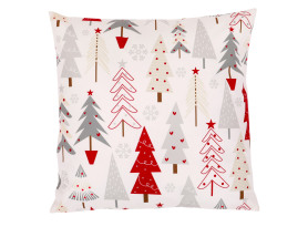 Dekoračná obliečka na vankúš Vianočné stromčeky 45x45 cm, biely