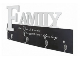 Nástenný vešiakový panel Family, biely/čierny
