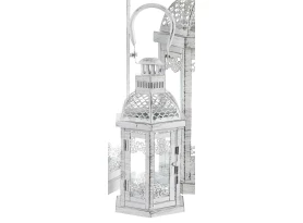 Kovový lampáš Aloha 28 cm, biela antik