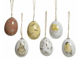 Veľkonočná dekorácia Závesné vajíčka s motívom pierok a zvieratiek