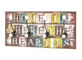 Nástenný vešiakový panel Home Heart Medi, vintage