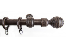 Záclonová tyč s háčikmi Granát 160 cm, tmavé drevo