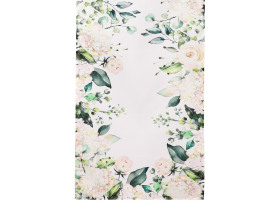 Behúň na stôl Biele ruže a hortenzie, 150x40 cm