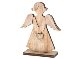 Dekoračná soška drevený anjel, 13 cm