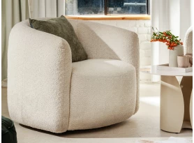 Otočné kreslo Alken, krémovo-béžová látka