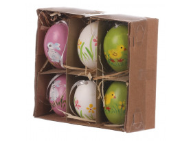 Veľkonočná dekorácia Kraslica z pravých vajíčok, 6 ks, farebná
