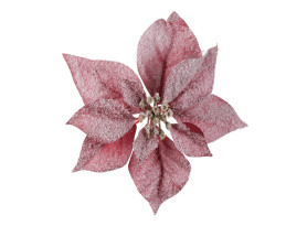 Umelý kvet Zasnežená vianočná zviezda 22 cm, červená