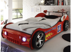 Detská posteľ Energy 90x200 cm, červená pretekárska postel s osvetlením