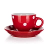 Šálka s tanierikom Dots 100 ml, červená bodkovaná
