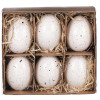 Veľkonočná dekorácia Vyfúknuté vajíčka, 6 ks, biele bodkované