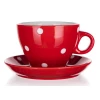 Šálka s tanierikom Dots 290 ml, červená bodkovaná