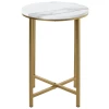 Okrúhly odkladací stolík Albufeira 39 cm, zlatý/mramorový