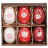 Veľkonočná dekorácia Maľované vajíčka, 6 ks, červená/biela