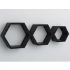 Sada 3 poličiek Hexagon, čierne