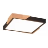 Stropné LED osvetlenie Meta 31 cm,drevo/čierny kov, hranaté