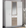 Šatníková skriňa so zrkadlom Click, 135 cm, biela/dub sonoma