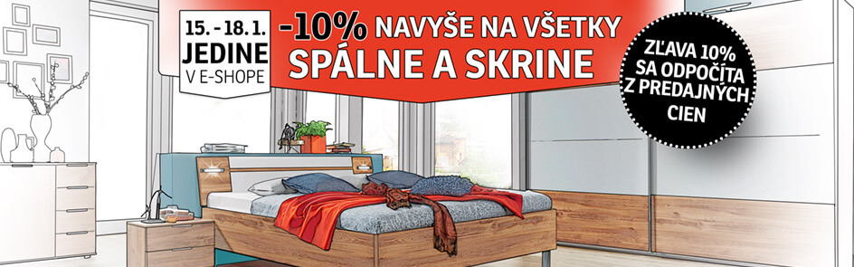 10% zľava na spálne a skrine v našom e-shope!