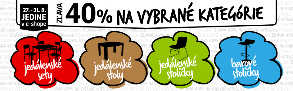 ZĽAVA 40% na jedálenské sety, stoly, stoličky